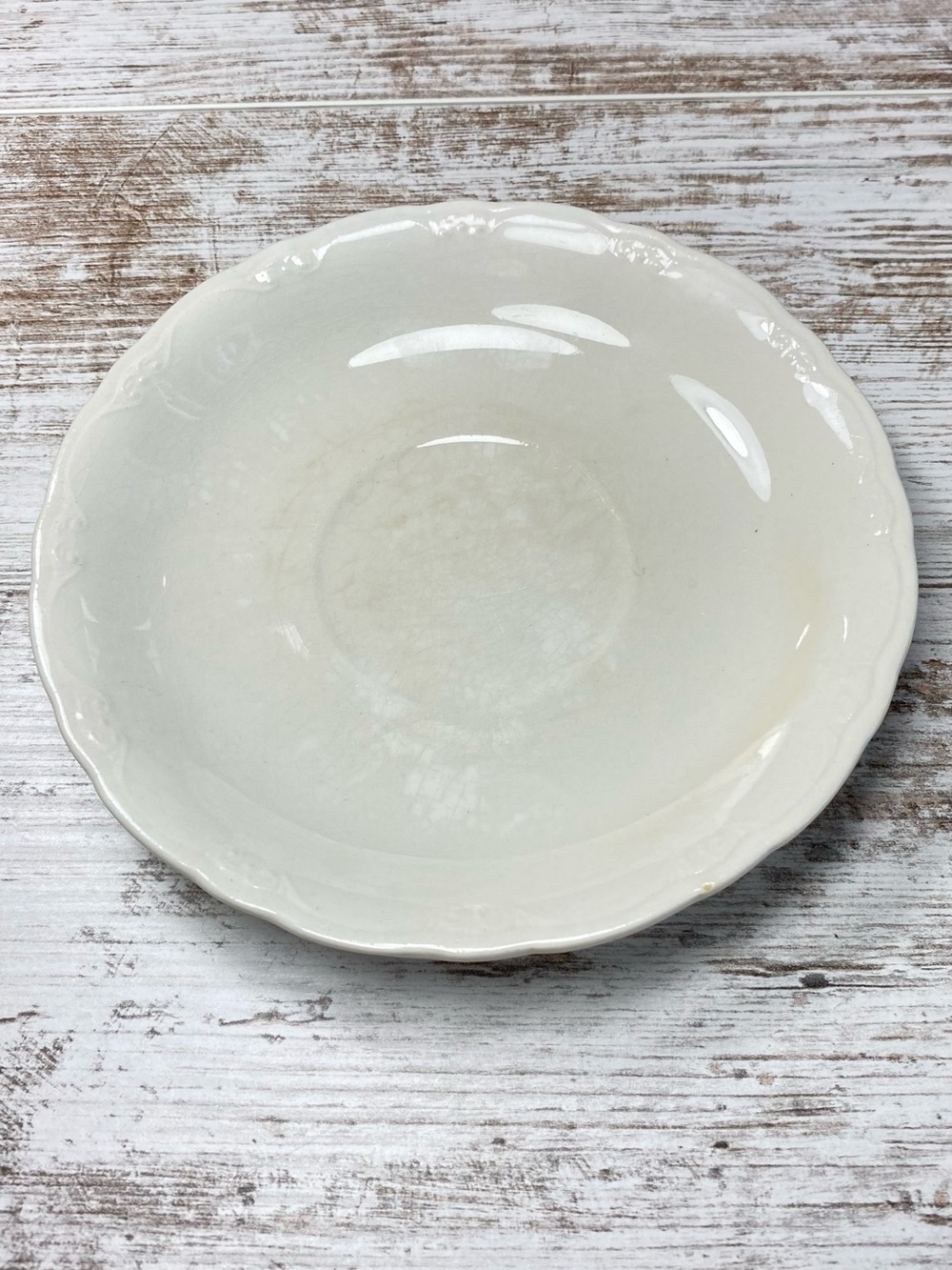 Vintage Crown Pottery Co 1937 Evansville IN 6" Scalloped Saucer